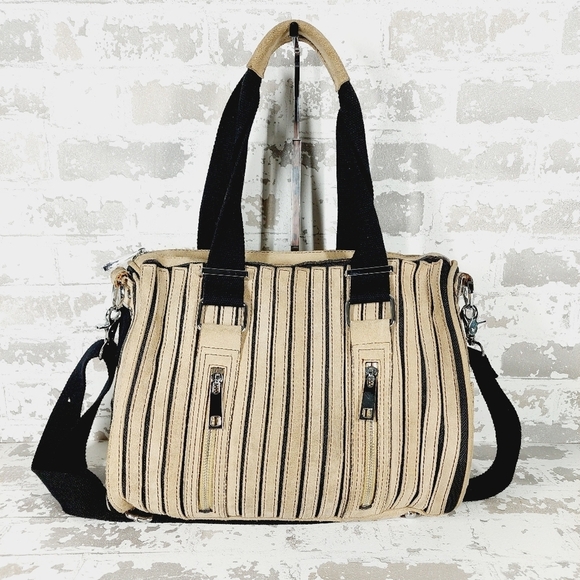 Lionel Handbags - Lionel Black Tan Suede Stripes Shoulder/Crossbody Bag 0596